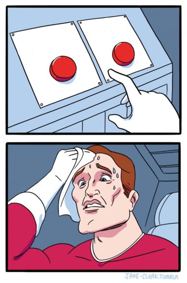 Two Buttons meme about Nordace